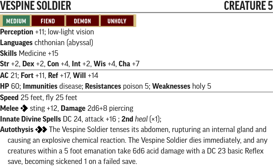 Vespine Soldier stats